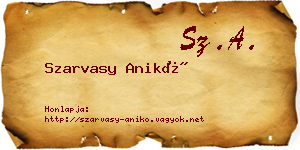 Szarvasy Anikó névjegykártya